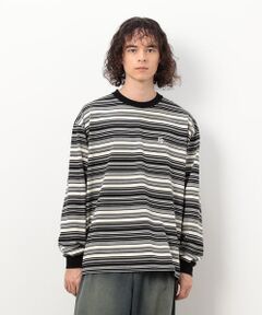 Purple&Yellow / パープルアンドイエロー Tシャツ | ランダムボーダー 長袖Ｔシャツ