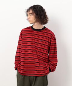 Purple&Yellow / パープルアンドイエロー Tシャツ | ランダムボーダー 長袖Ｔシャツ