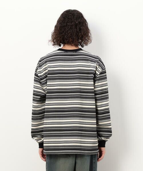 Purple&Yellow / パープルアンドイエロー Tシャツ | ランダムボーダー 長袖Tシャツ | 詳細9