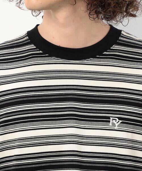 Purple&Yellow / パープルアンドイエロー Tシャツ | ランダムボーダー 長袖Tシャツ | 詳細10
