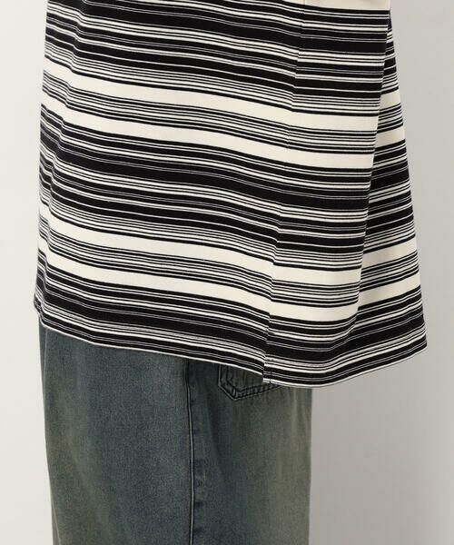 Purple&Yellow / パープルアンドイエロー Tシャツ | ランダムボーダー 長袖Tシャツ | 詳細12