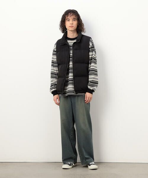 Purple&Yellow / パープルアンドイエロー Tシャツ | ランダムボーダー 長袖Tシャツ | 詳細3