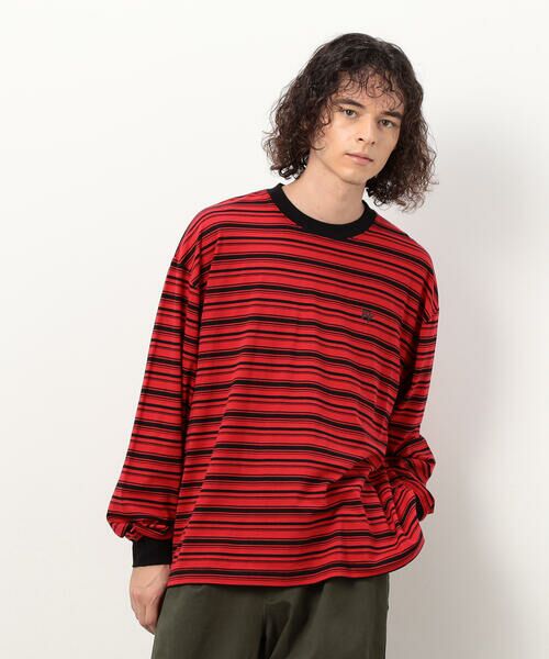 Purple&Yellow / パープルアンドイエロー Tシャツ | ランダムボーダー 長袖Tシャツ | 詳細18