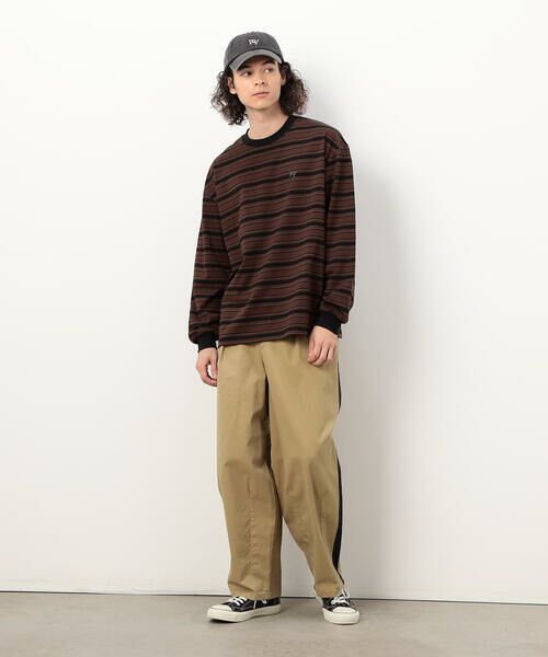 Purple&Yellow / パープルアンドイエロー Tシャツ | ランダムボーダー 長袖Tシャツ | 詳細20