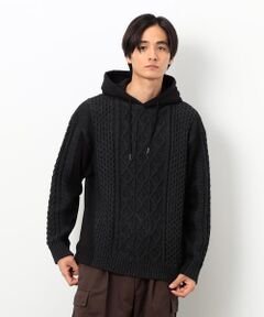 Purple&Yellow / パープルアンドイエロー ニット・セーター | ニット×裏シャギーパーカ