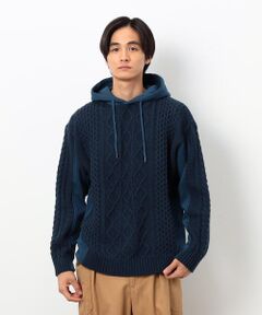 Purple&Yellow / パープルアンドイエロー ニット・セーター | ニット×裏シャギーパーカ