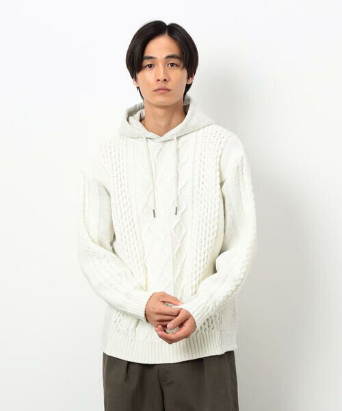 Purple&Yellow / パープルアンドイエロー ニット・セーター | ニット×裏シャギーパーカ | 詳細4