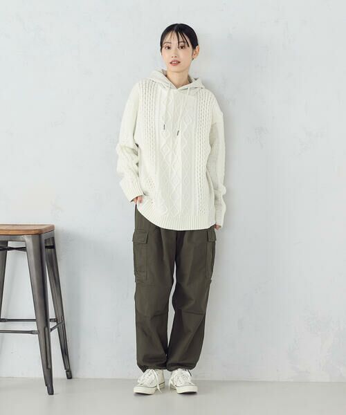 Purple&Yellow / パープルアンドイエロー ニット・セーター | ニット×裏シャギーパーカ | 詳細5