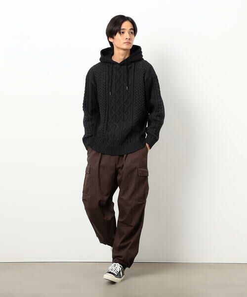 Purple&Yellow / パープルアンドイエロー ニット・セーター | ニット×裏シャギーパーカ | 詳細19