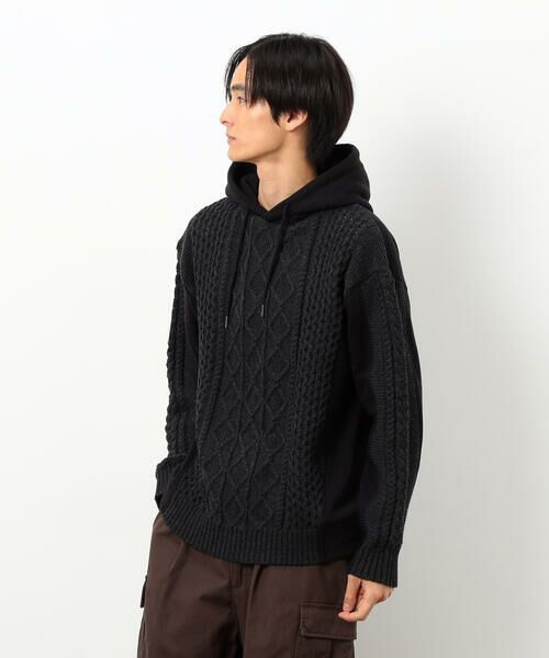 Purple&Yellow / パープルアンドイエロー ニット・セーター | ニット×裏シャギーパーカ | 詳細20