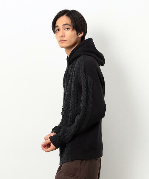 Purple&Yellow / パープルアンドイエロー ニット・セーター | ニット×裏シャギーパーカ | 詳細21