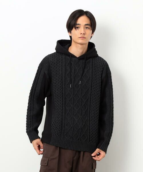 Purple&Yellow / パープルアンドイエロー ニット・セーター | ニット×裏シャギーパーカ | 詳細22