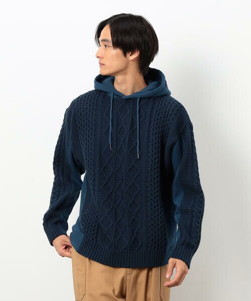 Purple&Yellow / パープルアンドイエロー ニット・セーター | ニット×裏シャギーパーカ | 詳細27