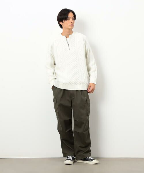 Purple&Yellow / パープルアンドイエロー ニット・セーター | ニット×裏シャギーハーフジップ | 詳細1