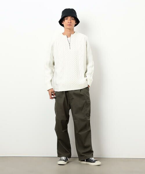 Purple&Yellow / パープルアンドイエロー ニット・セーター | ニット×裏シャギーハーフジップ | 詳細2