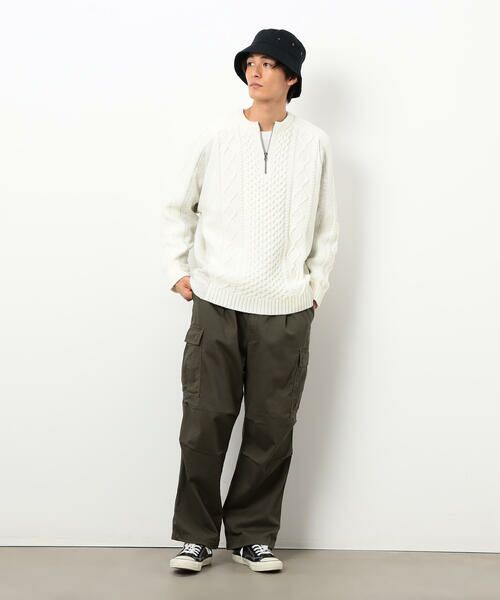 Purple&Yellow / パープルアンドイエロー ニット・セーター | ニット×裏シャギーハーフジップ | 詳細3