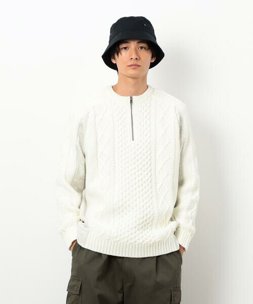 Purple&Yellow / パープルアンドイエロー ニット・セーター | ニット×裏シャギーハーフジップ | 詳細5