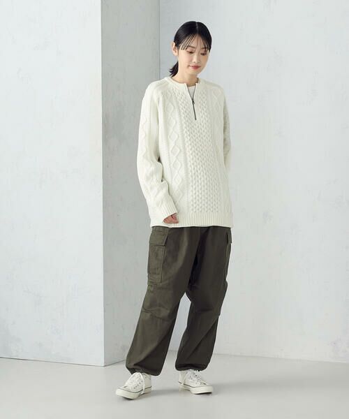 Purple&Yellow / パープルアンドイエロー ニット・セーター | ニット×裏シャギーハーフジップ | 詳細7