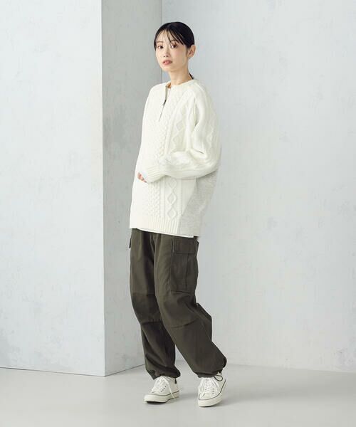 Purple&Yellow / パープルアンドイエロー ニット・セーター | ニット×裏シャギーハーフジップ | 詳細8