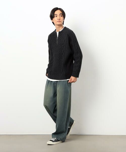 Purple&Yellow / パープルアンドイエロー ニット・セーター | ニット×裏シャギーハーフジップ | 詳細21