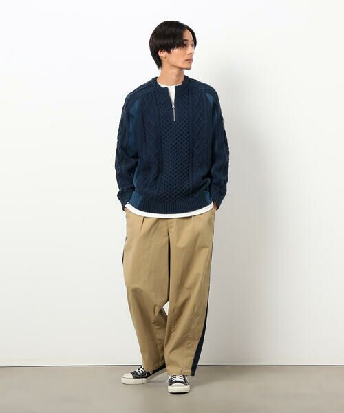 Purple&Yellow / パープルアンドイエロー ニット・セーター | ニット×裏シャギーハーフジップ | 詳細25