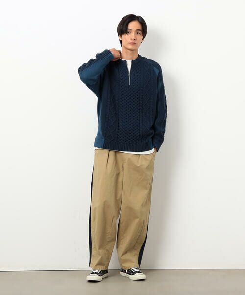 Purple&Yellow / パープルアンドイエロー ニット・セーター | ニット×裏シャギーハーフジップ | 詳細26