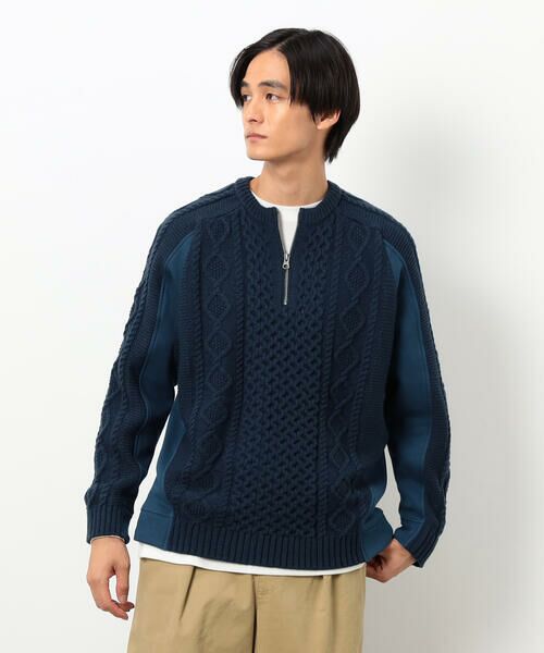 Purple&Yellow / パープルアンドイエロー ニット・セーター | ニット×裏シャギーハーフジップ | 詳細29