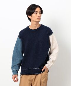 Purple&Yellow / パープルアンドイエロー ニット・セーター | ハンドステッチプルオーバー