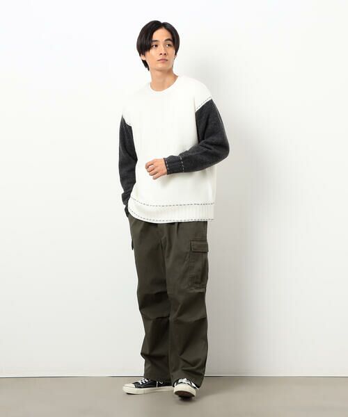 Purple&Yellow / パープルアンドイエロー ニット・セーター | ハンドステッチプルオーバー | 詳細2