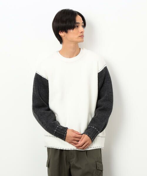 Purple&Yellow / パープルアンドイエロー ニット・セーター | ハンドステッチプルオーバー | 詳細3