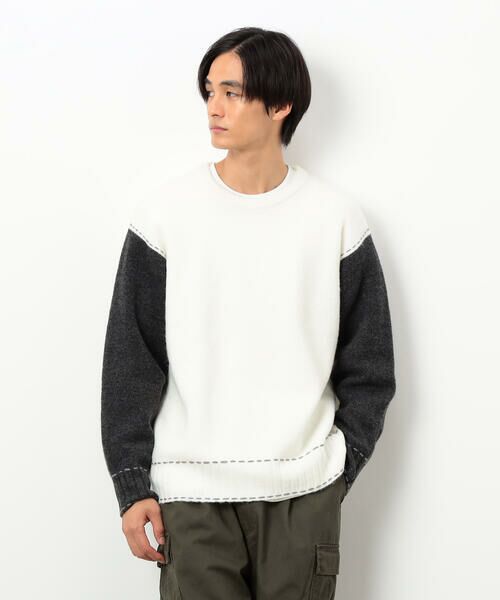 Purple&Yellow / パープルアンドイエロー ニット・セーター | ハンドステッチプルオーバー | 詳細4