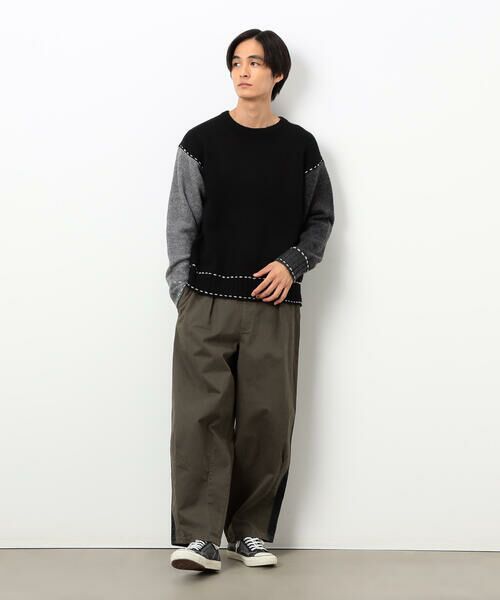 Purple&Yellow / パープルアンドイエロー ニット・セーター | ハンドステッチプルオーバー | 詳細6