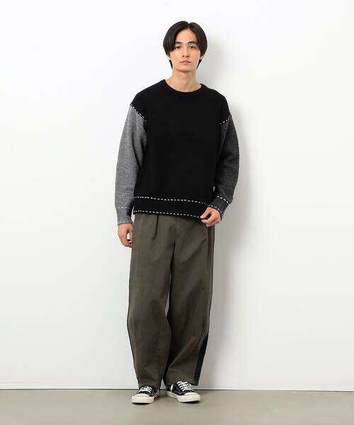 Purple&Yellow / パープルアンドイエロー ニット・セーター | ハンドステッチプルオーバー | 詳細7