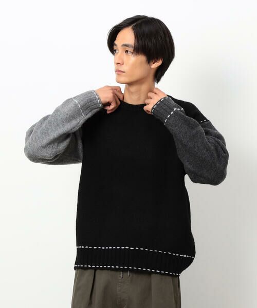 Purple&Yellow / パープルアンドイエロー ニット・セーター | ハンドステッチプルオーバー | 詳細8