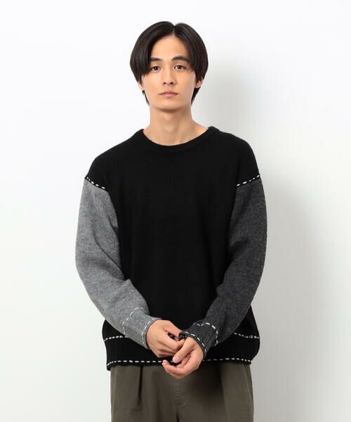 Purple&Yellow / パープルアンドイエロー ニット・セーター | ハンドステッチプルオーバー | 詳細9