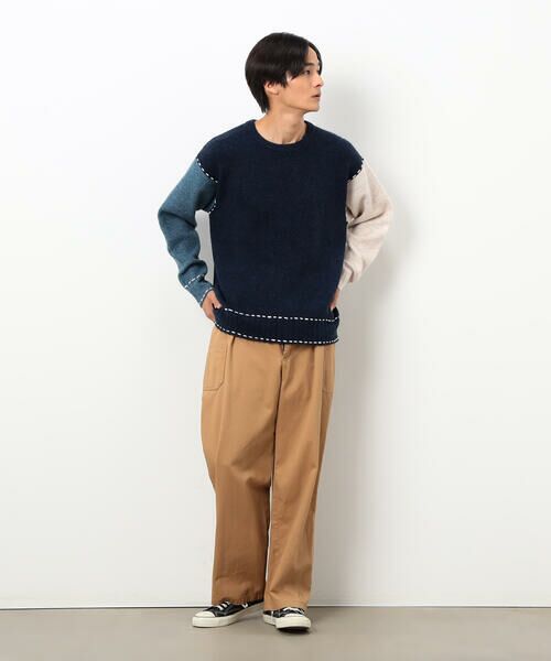 Purple&Yellow / パープルアンドイエロー ニット・セーター | ハンドステッチプルオーバー | 詳細13