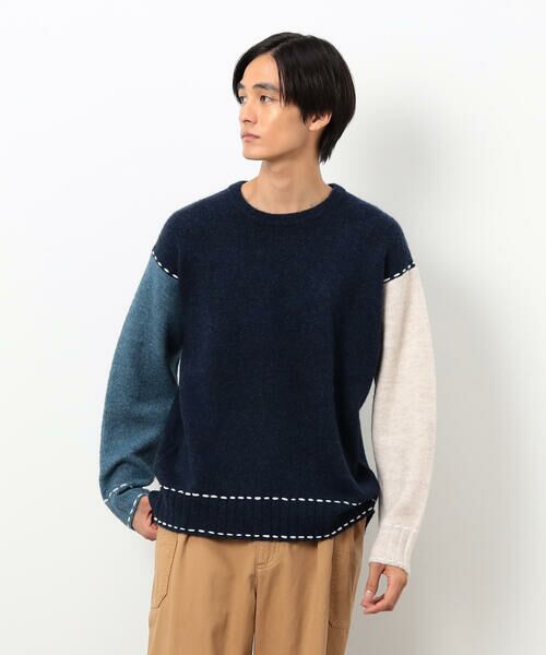 Purple&Yellow / パープルアンドイエロー ニット・セーター | ハンドステッチプルオーバー | 詳細15