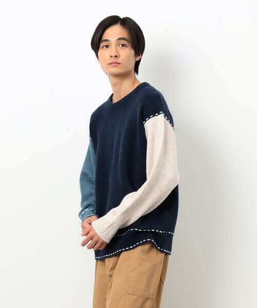 Purple&Yellow / パープルアンドイエロー ニット・セーター | ハンドステッチプルオーバー | 詳細16