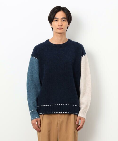 Purple&Yellow / パープルアンドイエロー ニット・セーター | ハンドステッチプルオーバー | 詳細17