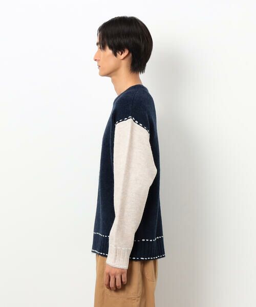 Purple&Yellow / パープルアンドイエロー ニット・セーター | ハンドステッチプルオーバー | 詳細18