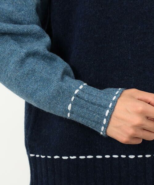 Purple&Yellow / パープルアンドイエロー ニット・セーター | ハンドステッチプルオーバー | 詳細21