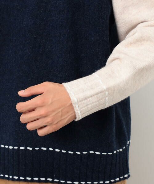 Purple&Yellow / パープルアンドイエロー ニット・セーター | ハンドステッチプルオーバー | 詳細22