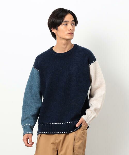 Purple&Yellow / パープルアンドイエロー ニット・セーター | ハンドステッチプルオーバー | 詳細26