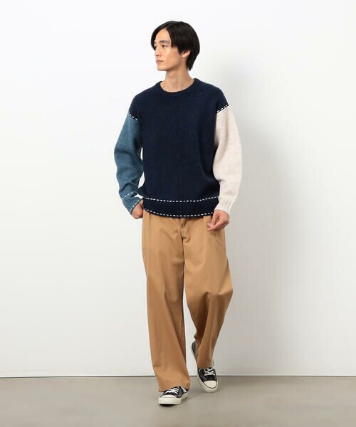 Purple&Yellow / パープルアンドイエロー ニット・セーター | ハンドステッチプルオーバー | 詳細12