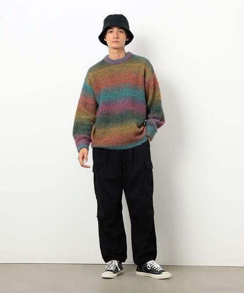 Purple&Yellow / パープルアンドイエロー ニット・セーター | グラデーションブークレプルオーバー | 詳細2