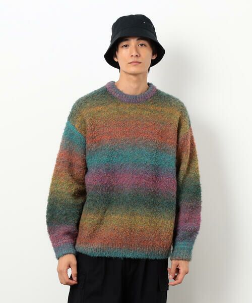 Purple&Yellow / パープルアンドイエロー ニット・セーター | グラデーションブークレプルオーバー | 詳細3
