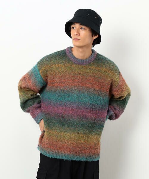 Purple&Yellow / パープルアンドイエロー ニット・セーター | グラデーションブークレプルオーバー | 詳細4