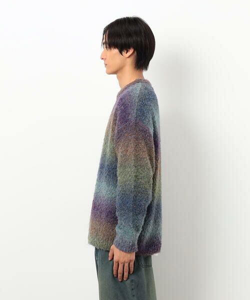 Purple&Yellow / パープルアンドイエロー ニット・セーター | グラデーションブークレプルオーバー | 詳細17