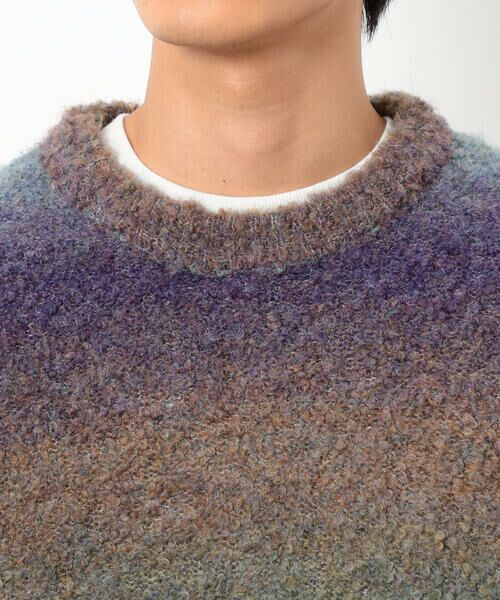 Purple&Yellow / パープルアンドイエロー ニット・セーター | グラデーションブークレプルオーバー | 詳細19