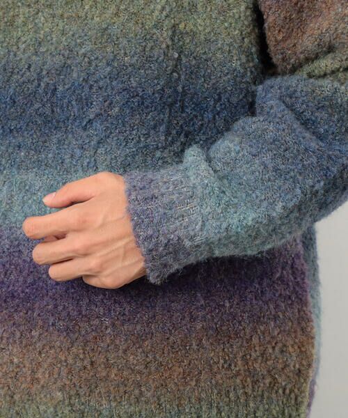 Purple&Yellow / パープルアンドイエロー ニット・セーター | グラデーションブークレプルオーバー | 詳細20